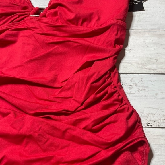 Ralph Lauren Women's Beach Club Solids Ring One Piece Swimsuit Red slimming - Picture 8 of 13